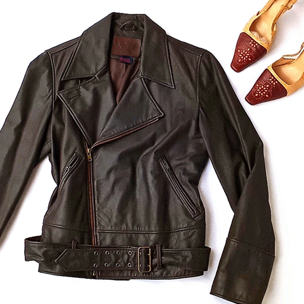 Vtg Ralph Lauren Moto Leather Jacket